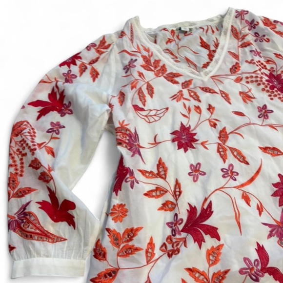 Sundance Pink & Orange Floral Embroidered Peasant Blouse Size XL - Picture 2 of 8